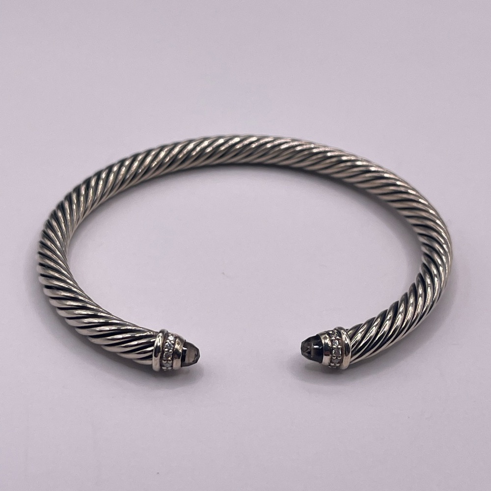 David Yurman Classic Cable Bracelet with Diamonds & Smokey Quartz